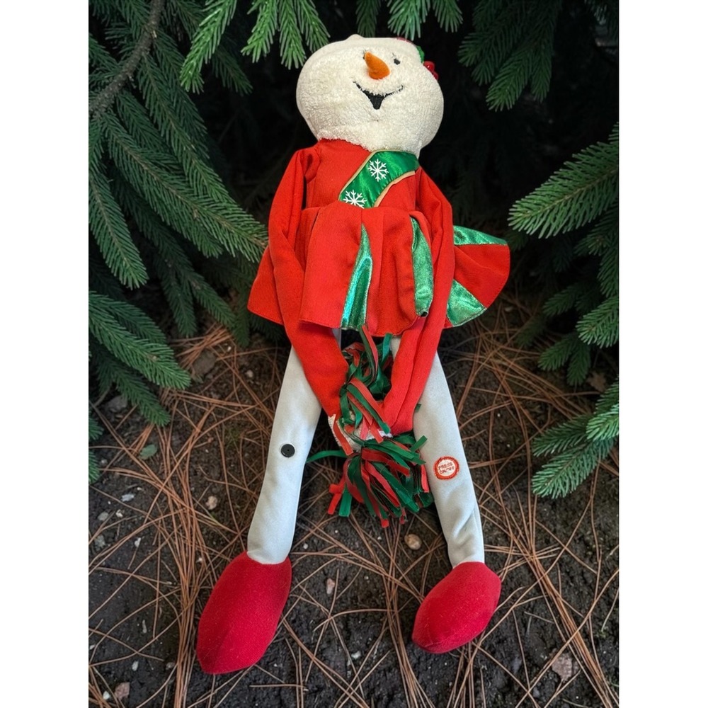 HTF Gemmy Animated Cheerleader Snowman Red Dress 21" Christmas Decor READ